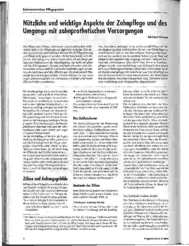 Vorschauseite 1: Nützliche und wichtige Aspekte der Zahlpflege und des Umgangs mit zahnprothetischen Versorgungen