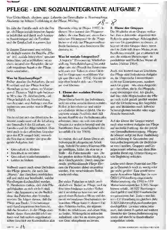 Vorschauseite 1: Pflege - eine sozialintegrative Aufgabe?
