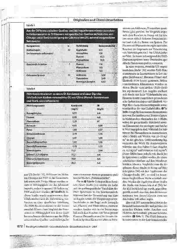 Vorschauseite 5: Polyzyklische aromatische Kohlenwasserstoffe (PAH) im InnenraumQuellen, Exposition und gesundheitliche Bewertung