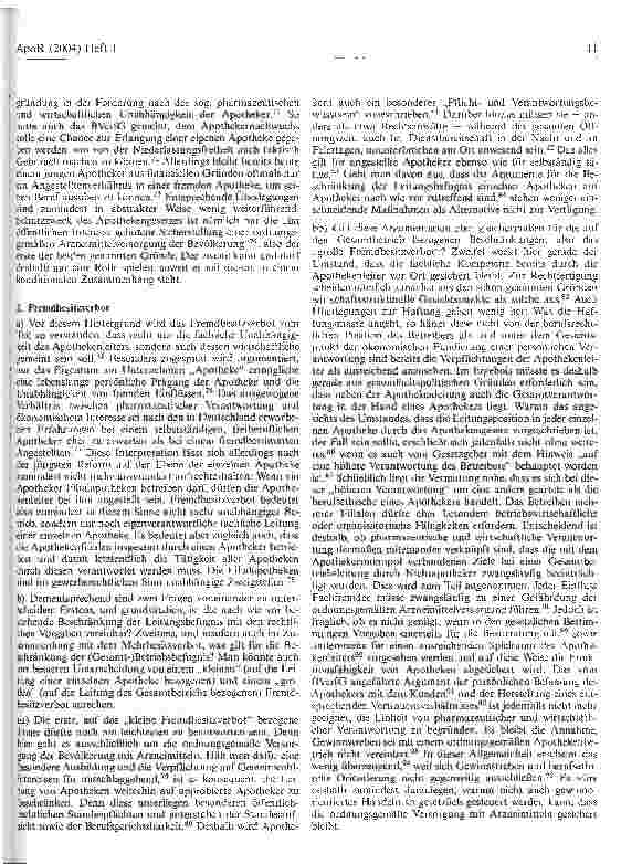 Vorschauseite 4: Lockerung des Mehrund Fremdbesitzverbots von Apotheken im Lichte des Grundgesetzes und der Grundfreiheiten des EG-Vertrags