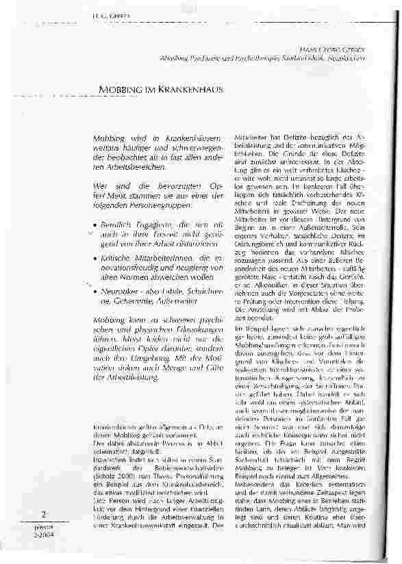 Vorschauseite 1: MOBBING IM KRANKENHAUS
