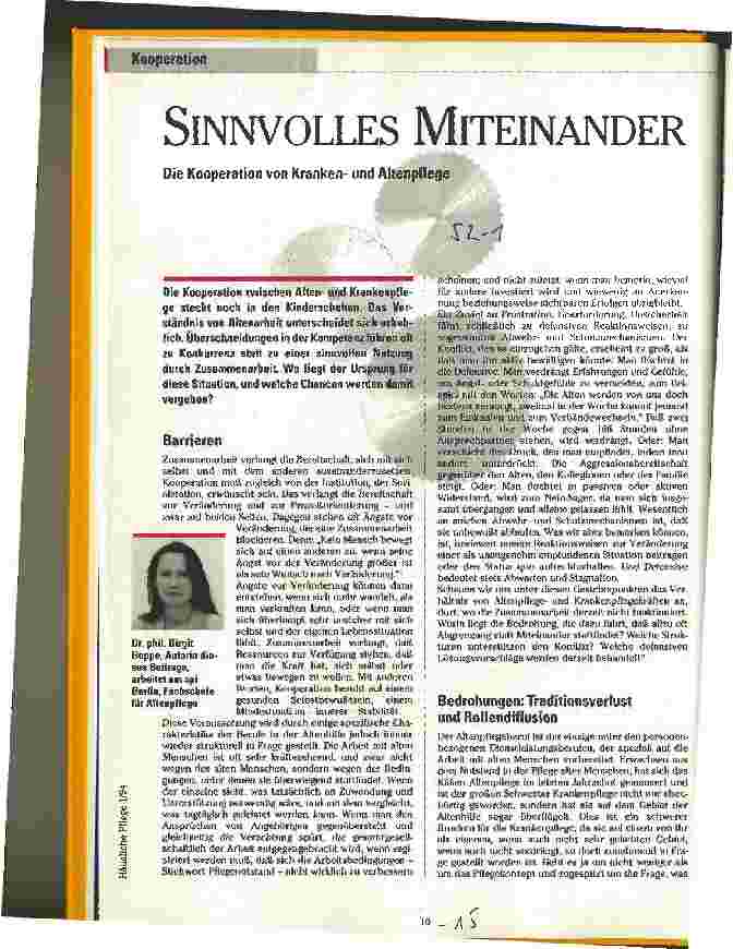 Vorschauseite 1: Sinnvolles Miteinander Die Kooperation von Krankenund Altenpflege