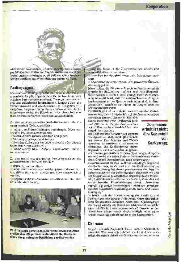Vorschauseite 4: Sinnvolles Miteinander Die Kooperation von Krankenund Altenpflege