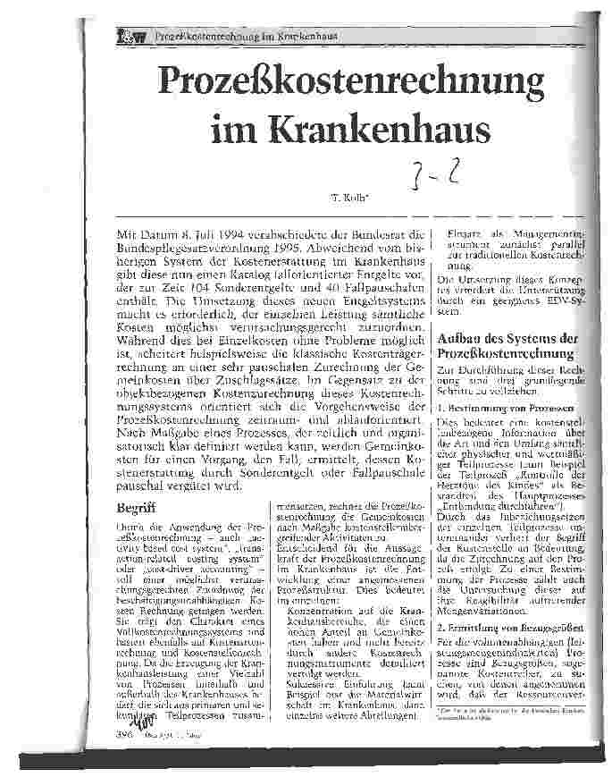 Vorschauseite 1: Prozeßkostenrechnung im Krankenhaus