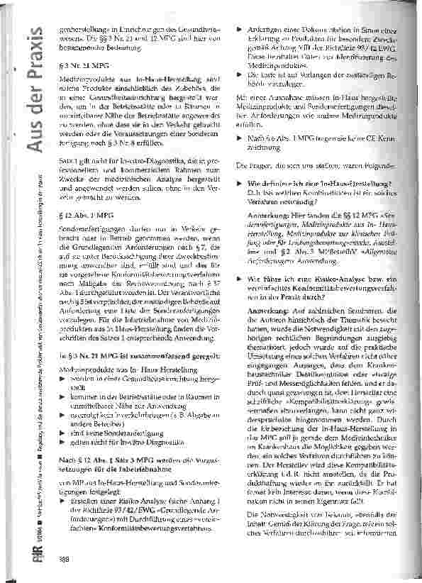 Vorschauseite 2: Regelung und die daraus resultierende Problematik von Gerätekombinationen einschließlich der In-Haus-Herstellung in der Praxis