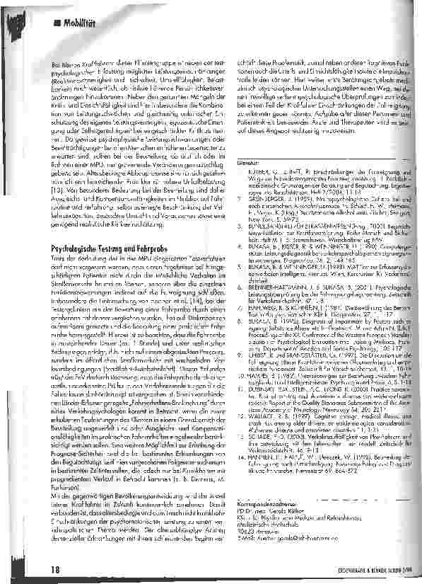 Vorschauseite 6: Einschränkungen der Fahreignung und Wege zur behindertengerechten FahrzeugumrüstungTeil 2: Medizinisch-psychologische Begutachtung