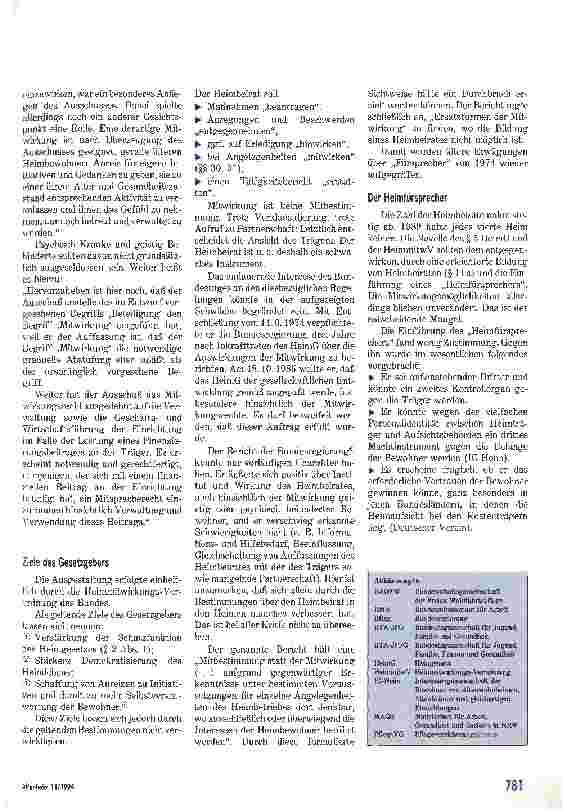 Vorschauseite 2: Gedanken zur Mitwirkung der Heimbewohner