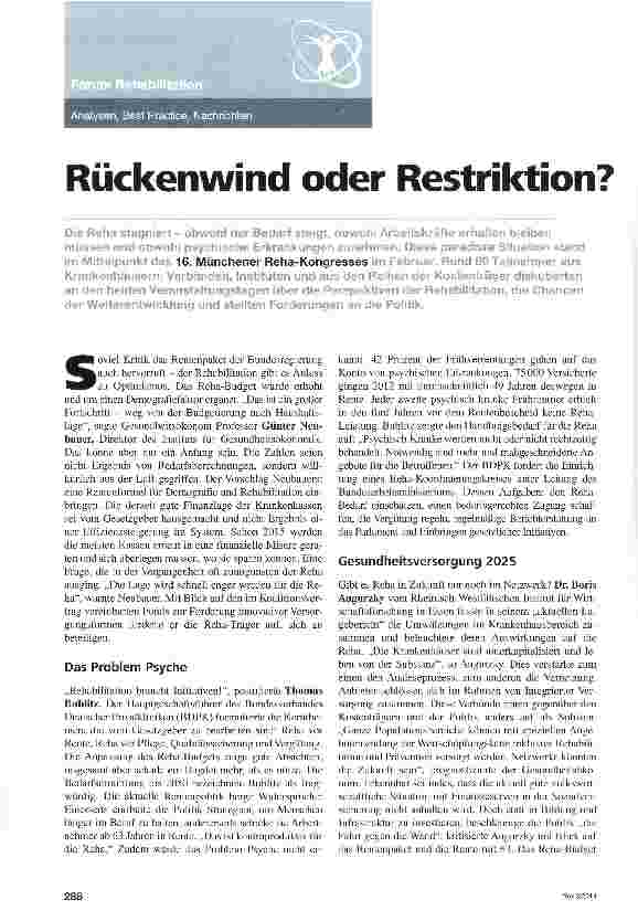 Vorschauseite 1: Rückenwind oder Restriktion?