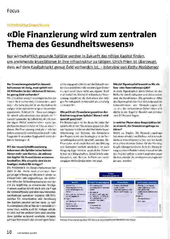 Vorschauseite 1: Die Finanzierung wird zum zentralen Thema des Gesundheitswesens