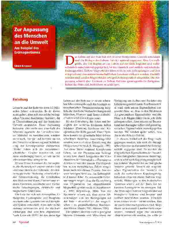 Vorschauseite 1: Zur Anpassung des Menschen an die Umwelt