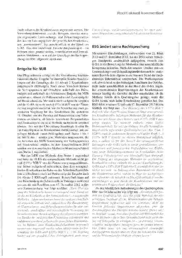 Vorschauseite 2: NUB-Entgelte: Qualitätsgebot als Innovationsbremse