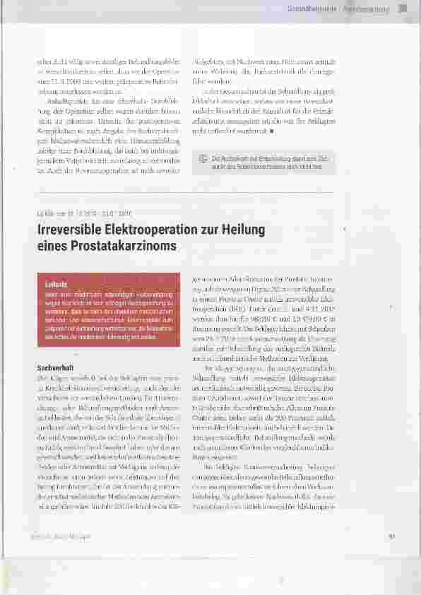 Vorschauseite 1: Irreversible Elektrooperation zur Heilung eines Prostatakarzinoms