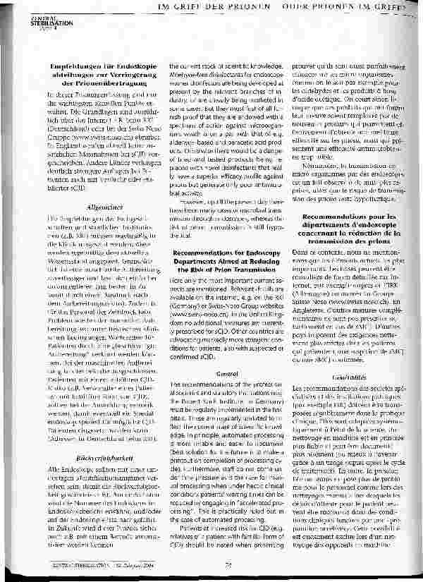 Vorschauseite 5: Prionen und Endoskopie: Ein ungelöstes Problem