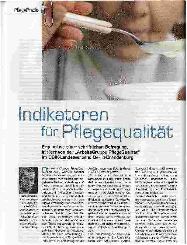 Vorschauseite 1: Indikatoren für Pflegequalität
