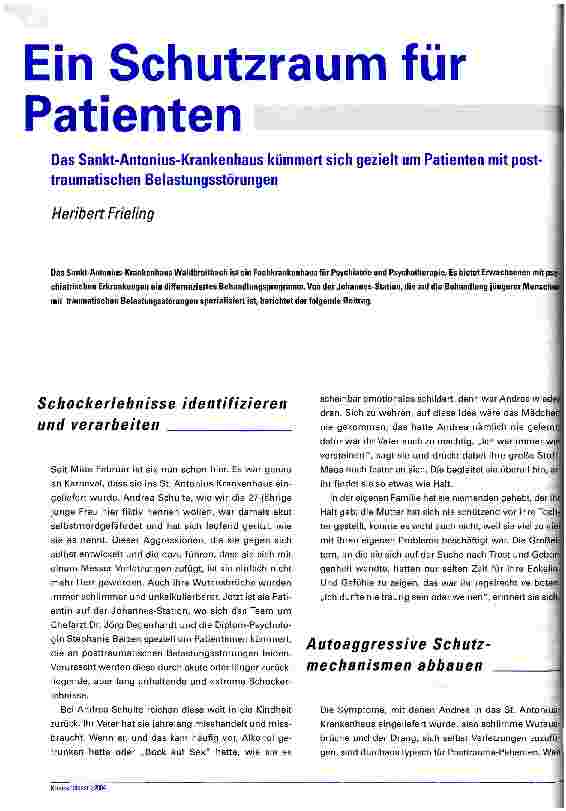 Vorschauseite 1: Ein Schutzraum für Patienten