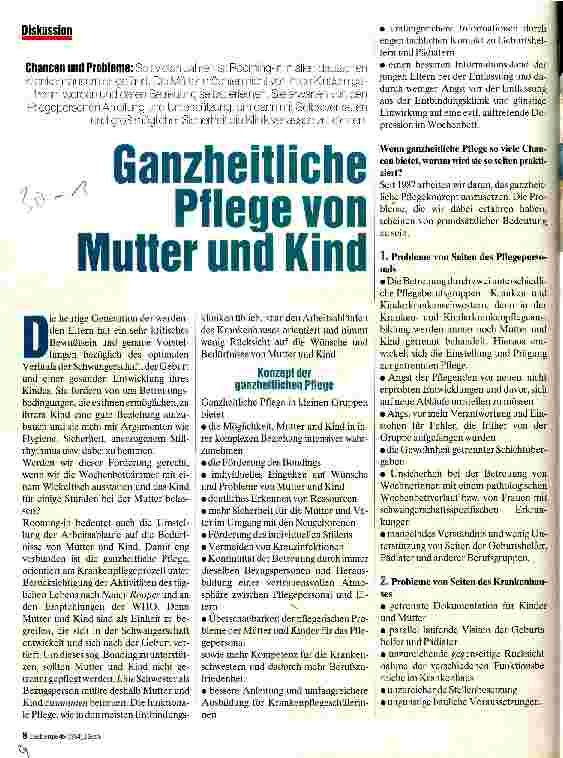 Vorschauseite 1: Ganzheitliche Pflege von Mutter und Kind Chancen und Probleme
