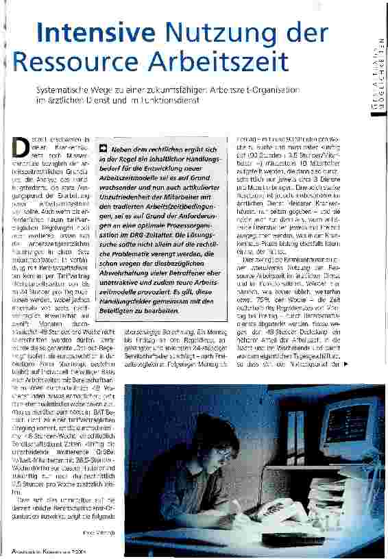 Vorschauseite 1: Intensive Nutzung der Ressource ArbeitszeitSystematische Wege zu einer zukunftsfähigen Arbeitszeit-Organisation im ärztlichen Dienst und im Funktionsdienst