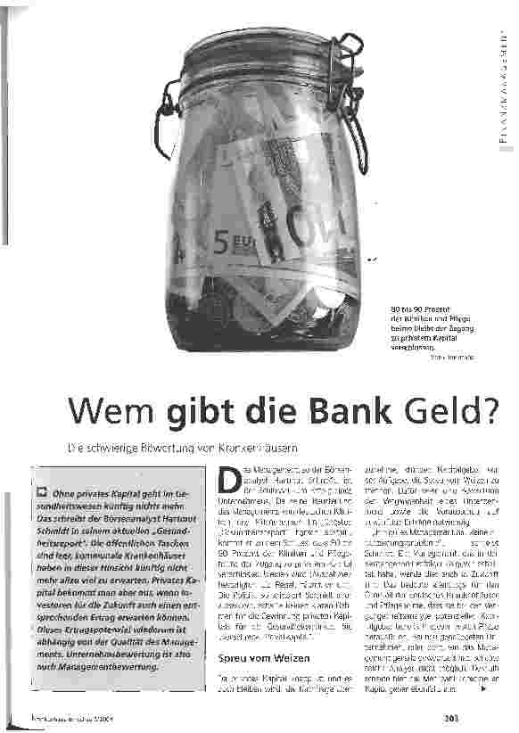 Vorschauseite 1: Wem gibt die Bank Geld? Die schwierige Bewertung von Krankenhäusern
