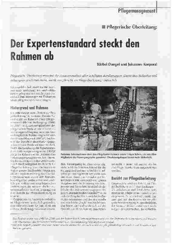 Vorschauseite 1: Der Expertenstandard steckt den Rahmen abPflegerische Überleitung