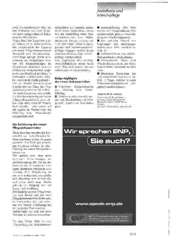 Vorschauseite 3: Innovative Pflegedokumentation. Entwicklung einer einheitlichenDokumentation für die Intensivstationen am Universitätsklinikum Essen