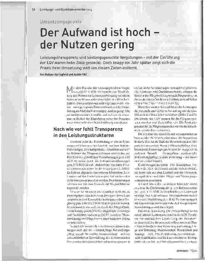 Vorschauseite 1: Der Aufwand ist hoch -der Nutzen gering