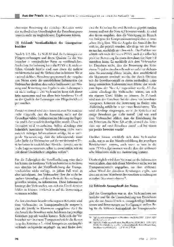 Vorschauseite 6: Pflegenoten weiterhin auf dem verfassungsrechtlichen und fachlichen Prüfstand (2. Teil)