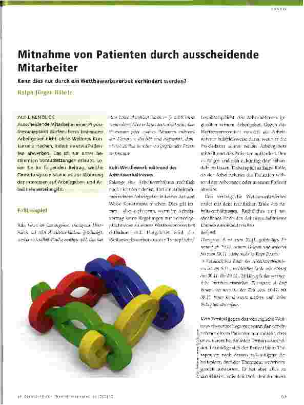 Vorschauseite 1: Mitnahme von Patienten durch ausscheidende Mitarbeiter