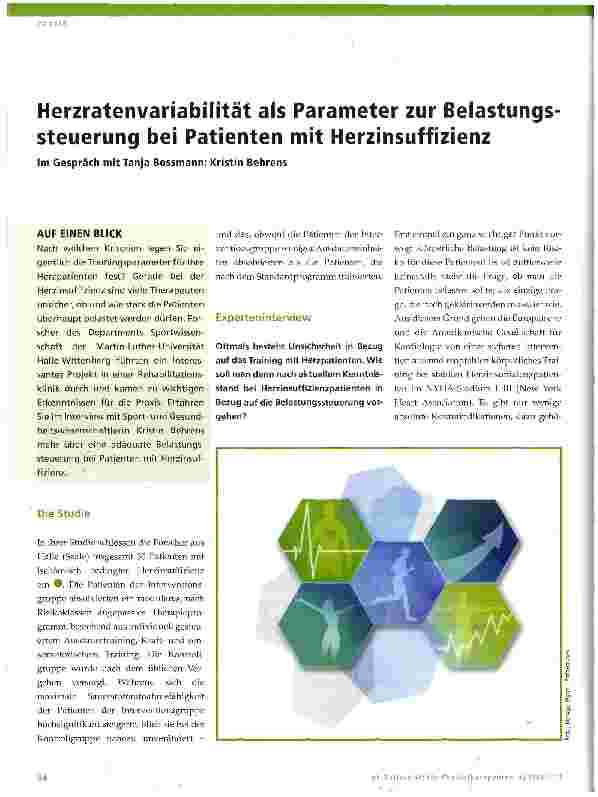 Vorschauseite 1: Herzratenvariabilität als Parameter zur Belastungs Steuerung bei Patienten mit Herzinsuffizienz