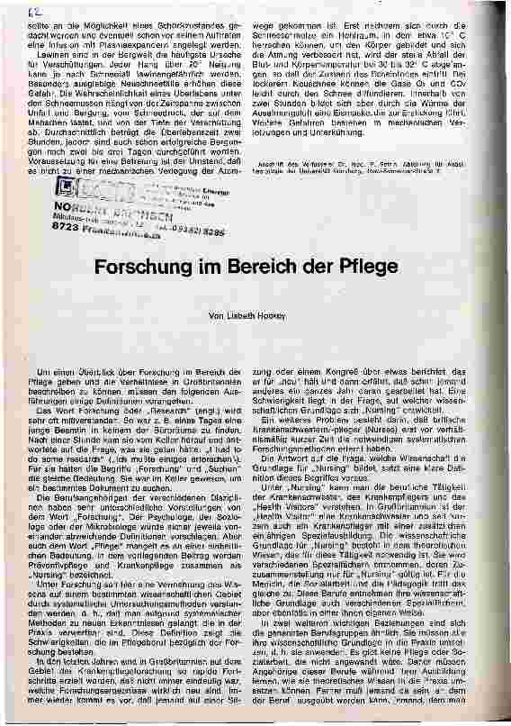 Vorschauseite 1: Forschung im Bereich der Pflege