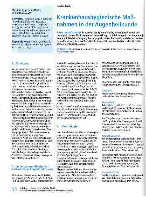 Vorschauseite 1: Krankenhaushygienische Maßnahmen in der Augenheilkunde