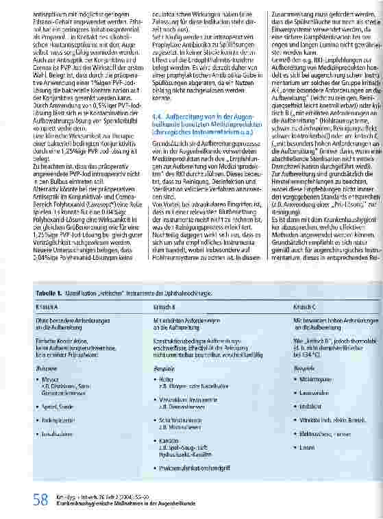 Vorschauseite 3: Krankenhaushygienische Maßnahmen in der Augenheilkunde
