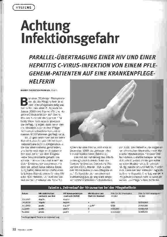 Vorschauseite 1: Achtung Infektionsgefahr