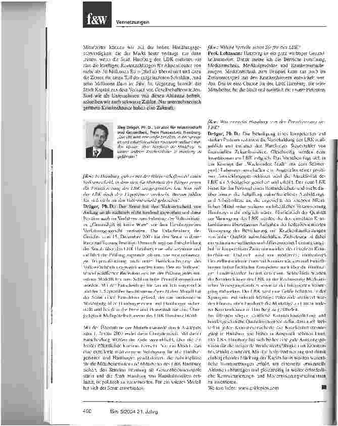 Vorschauseite 3: Asklepios erwirbt den LBK Hamburg:Größte Herausforderung am europäischen Krankenhausmarkt