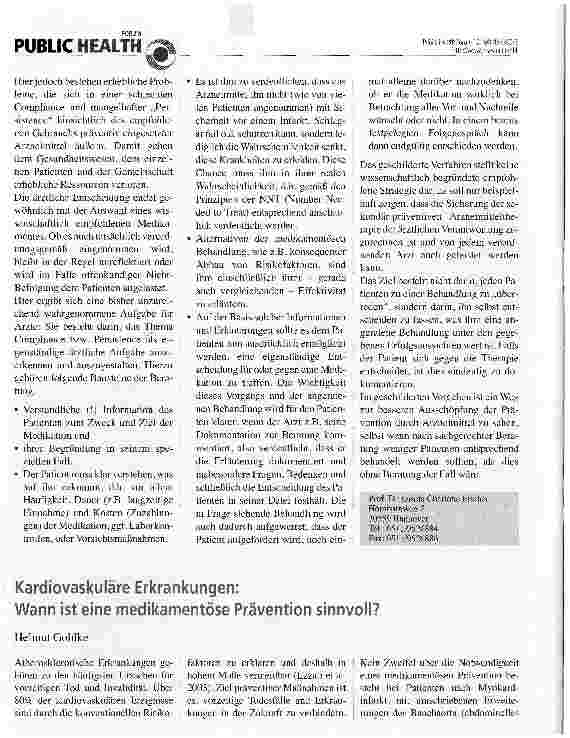 Vorschauseite 1: Kardiovaskuläre Erkrankungen:Wann ist eine medikamentöse Prävention sinnvoll?