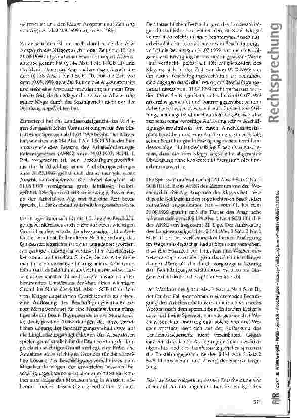 Vorschauseite 3: Arbeitslosengeld - Ruhen -Sperrzeit - Arbeitsaufgabe -vorzeitige Beendigung eines befristeten Arbeitsverhältnisses