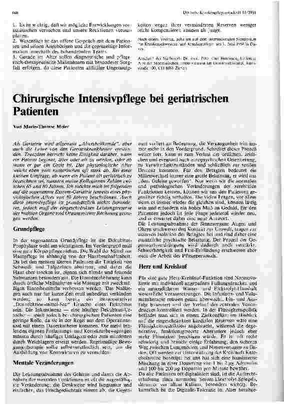 Vorschauseite 1: Chirurgische Intensivpflege bei geriatischen Patienten