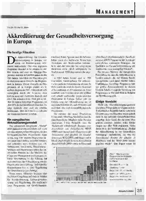 Vorschauseite 1: Akkreditierung der Gesundheitsversorgung in Europa