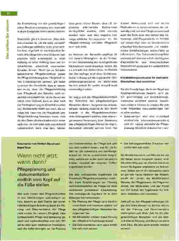 Vorschauseite 2: Der Umfang der Pflegedokumentation aus haftungsrechtlicher Sicht: Weniger ist möglich!