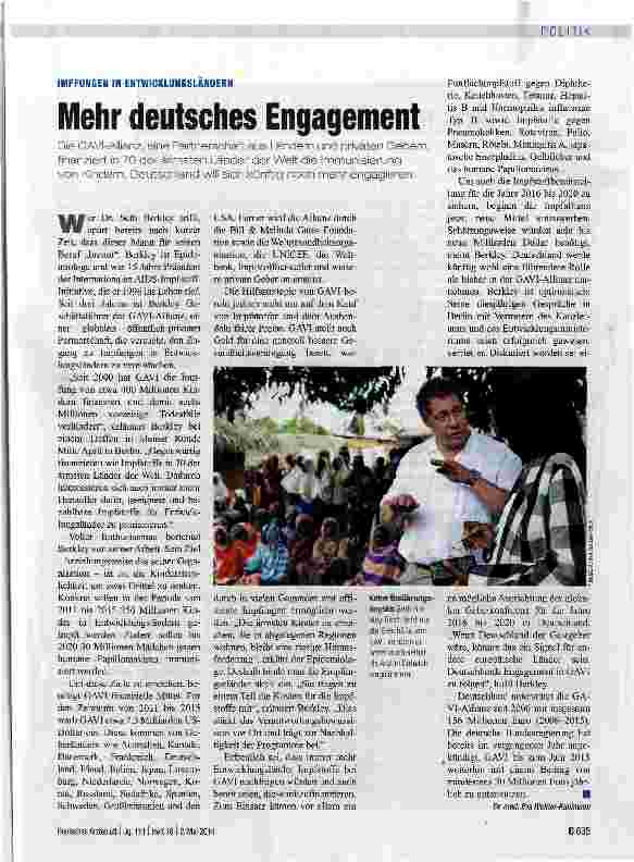Vorschauseite 1: Mehr deutsches Engagement
