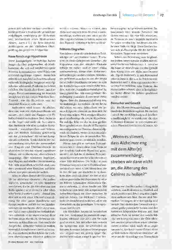 Vorschauseite 2: Alzheimer: Wo steht die Forschung?