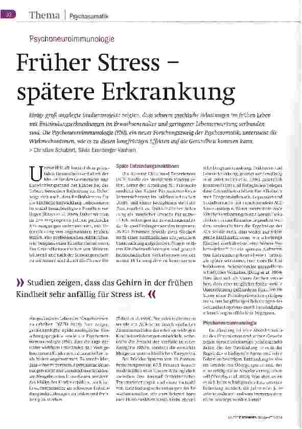 Vorschauseite 1: Früher Stress -spätere Erkrankung