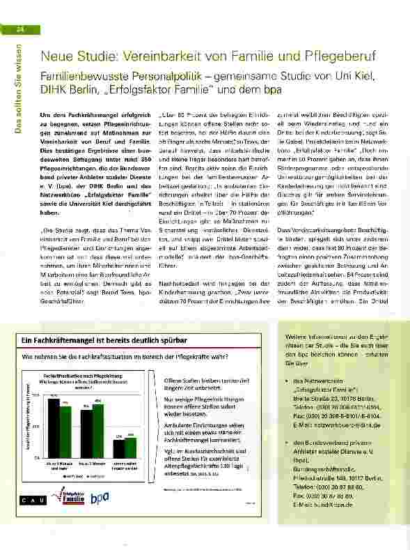 Vorschauseite 1: Neue Studie: Vereinbarkeit von Familie und Pflegeberuf Familienbewusste Personalpolitik - gemeinsame Studie von Uni Kiel, DIHK Berlin, „Erfolgsfaktor Familie und dem bpacc/)
