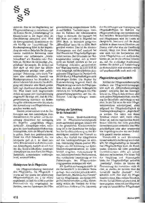 Vorschauseite 3: Pflegeversicherung und stationäre Altenhilfe