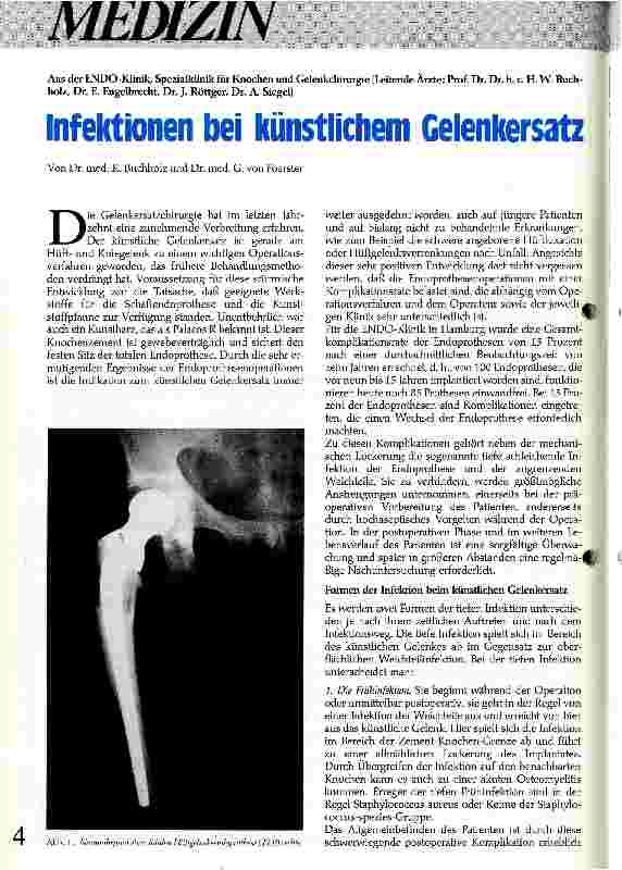 Vorschauseite 1: Infektionen bei künstlichem Gelenkersatz