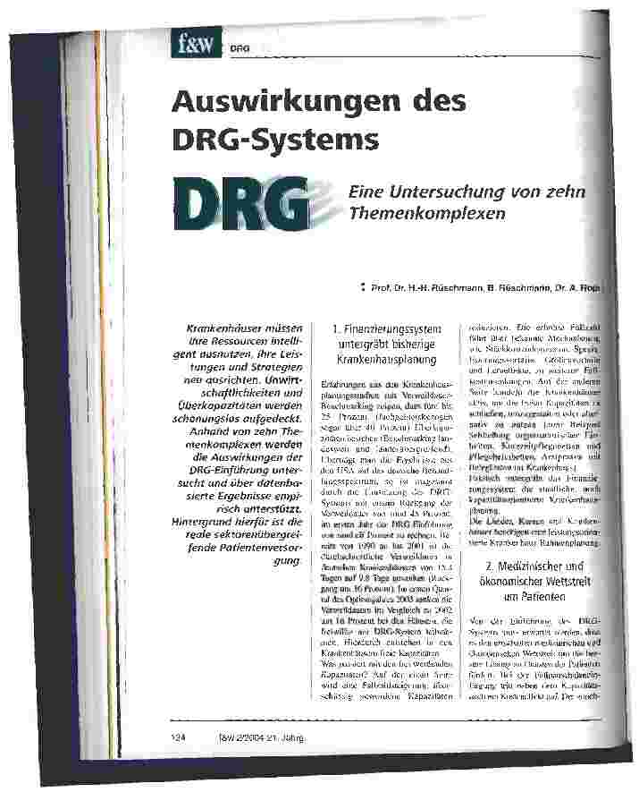 Vorschauseite 1: Auswirkungen des DRG-Systems Eine Untersuchung von zehn Themenkomplexen