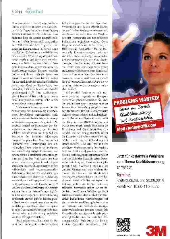 Vorschauseite 2: Patientenaufklärung im Spiegel der Rechtsprechung des Jahres 2013