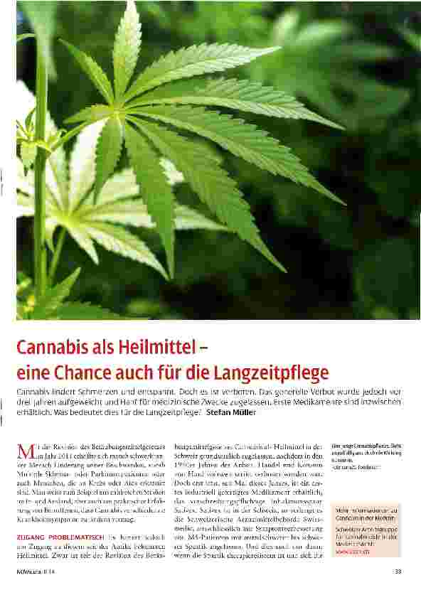 Vorschauseite 1: Cannabis als Heilmittel - eine Chance auch für die Langzeitpflege