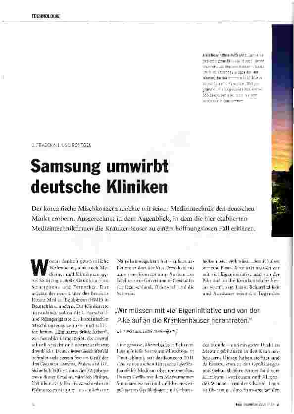 Vorschauseite 1: Samsung umwirbt deutsche Kliniken