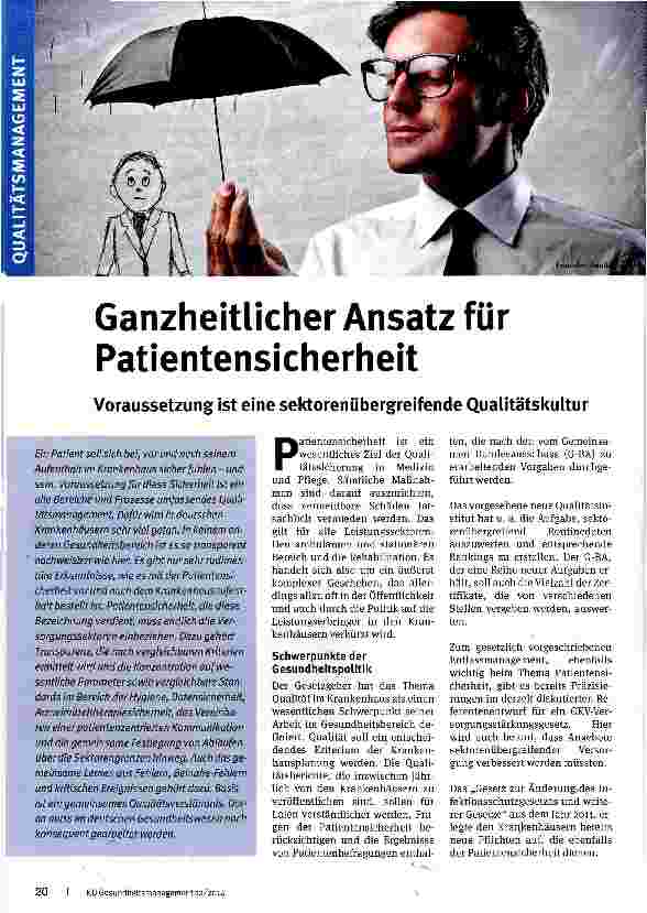 Vorschauseite 1: Ganzheitlicher Ansatz für Patientensicherheit