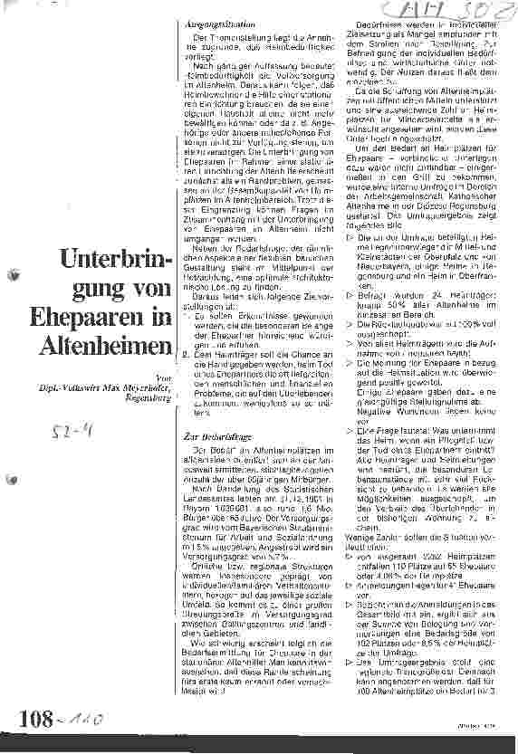Vorschauseite 1: Unterbringung von Ehepaaren in Altenheimen